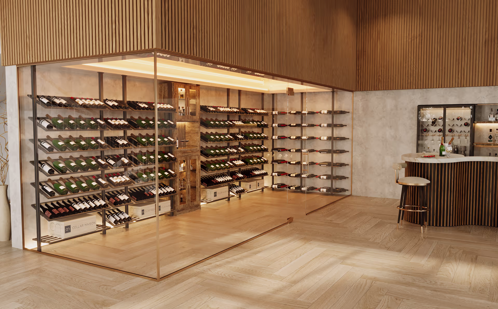 67383d34fa88082730e1e350 Combination Linear And Display Shelving Contemporary Wine Room (2)