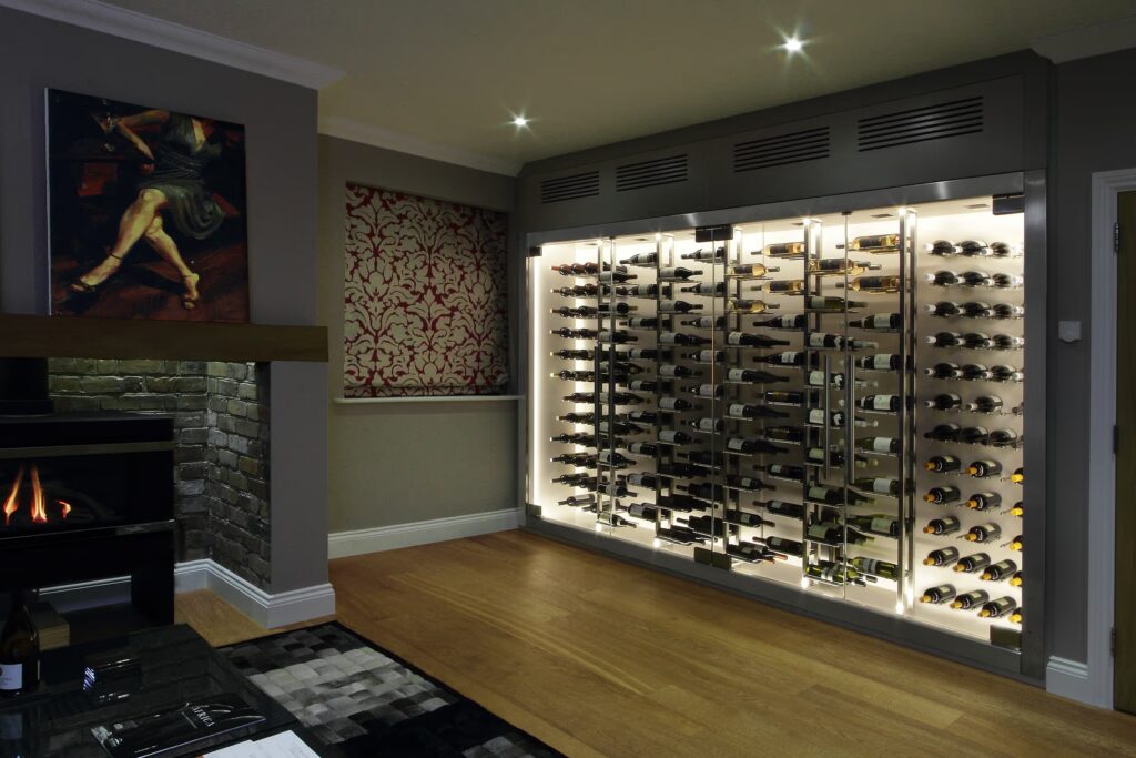 6747c841c7db84d933b72fe4 Contemporary Wine Wall With Ambient Led Lights Warlingham