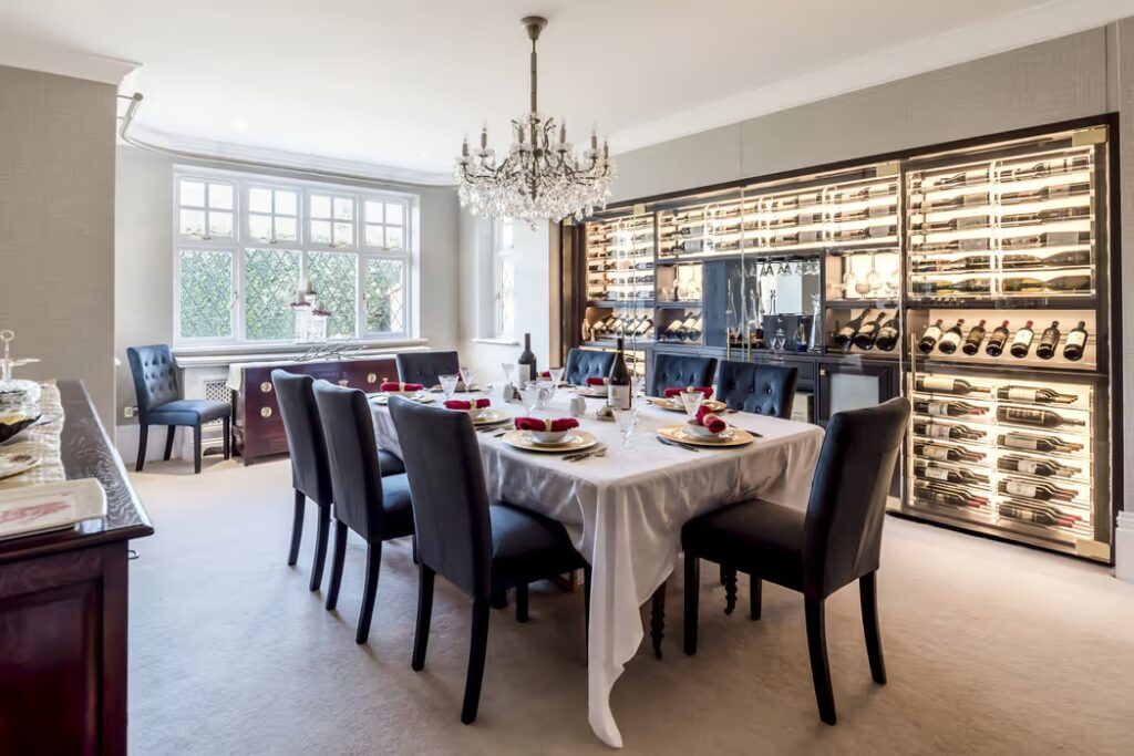 Imgi 6 66fb6fd63b67b9be144f1b76 66fb6ed4f46fd62bbbb4aed1 Luxury Dining Surrey Private Residence Wine Wall Display